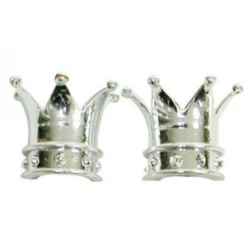 2 Bouchons De Valve TRIK TOPZ Couronne Caps Shrader Argent